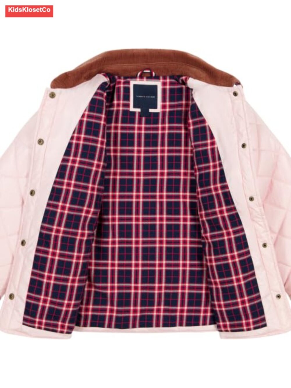 Girls Lightweight Quilted Barn Jacket Long Sleeve Snap Closure Flannel Lining - Picture 5 of 6